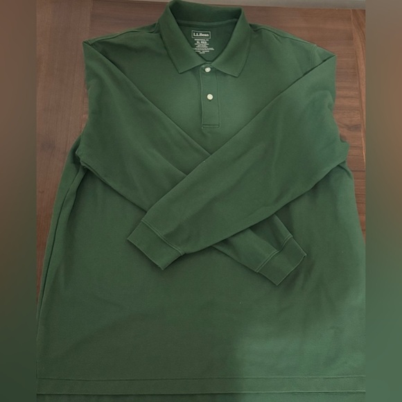L.L.Bean long-sleeve polo shirt in a dark green color, size XL Regular - Picture 6 of 7